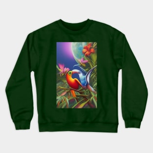 Surreal tropical birds Crewneck Sweatshirt